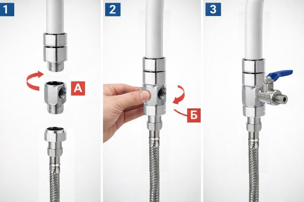 подключение осмоса к водопроводу через конектор.jpg